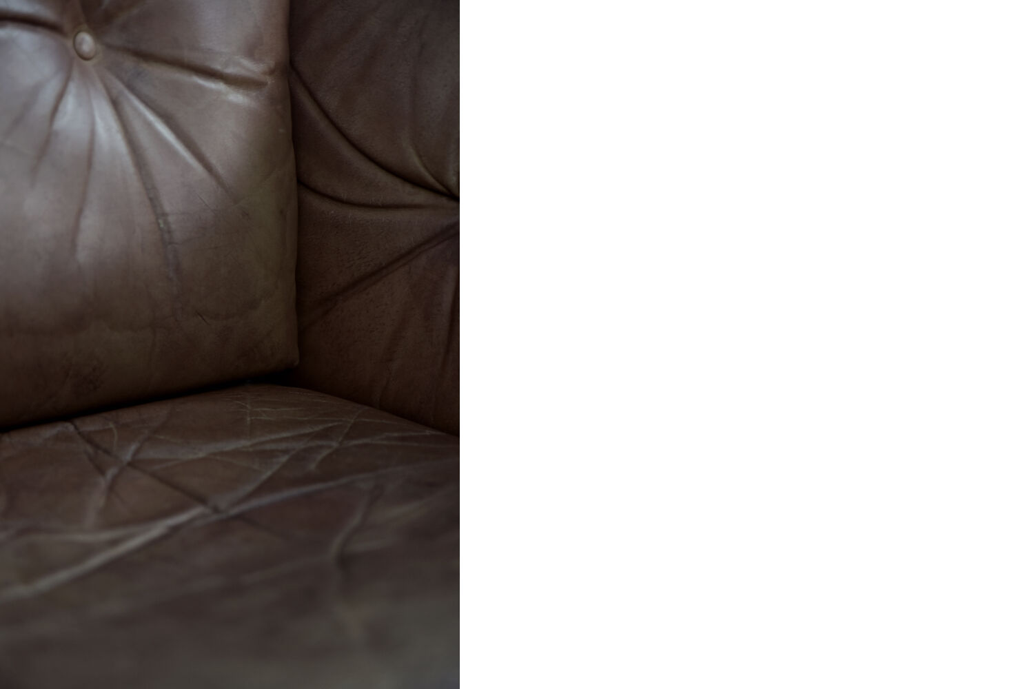 Vintage scandinavian oak & leather 2-seater Safari sofa, 1960s