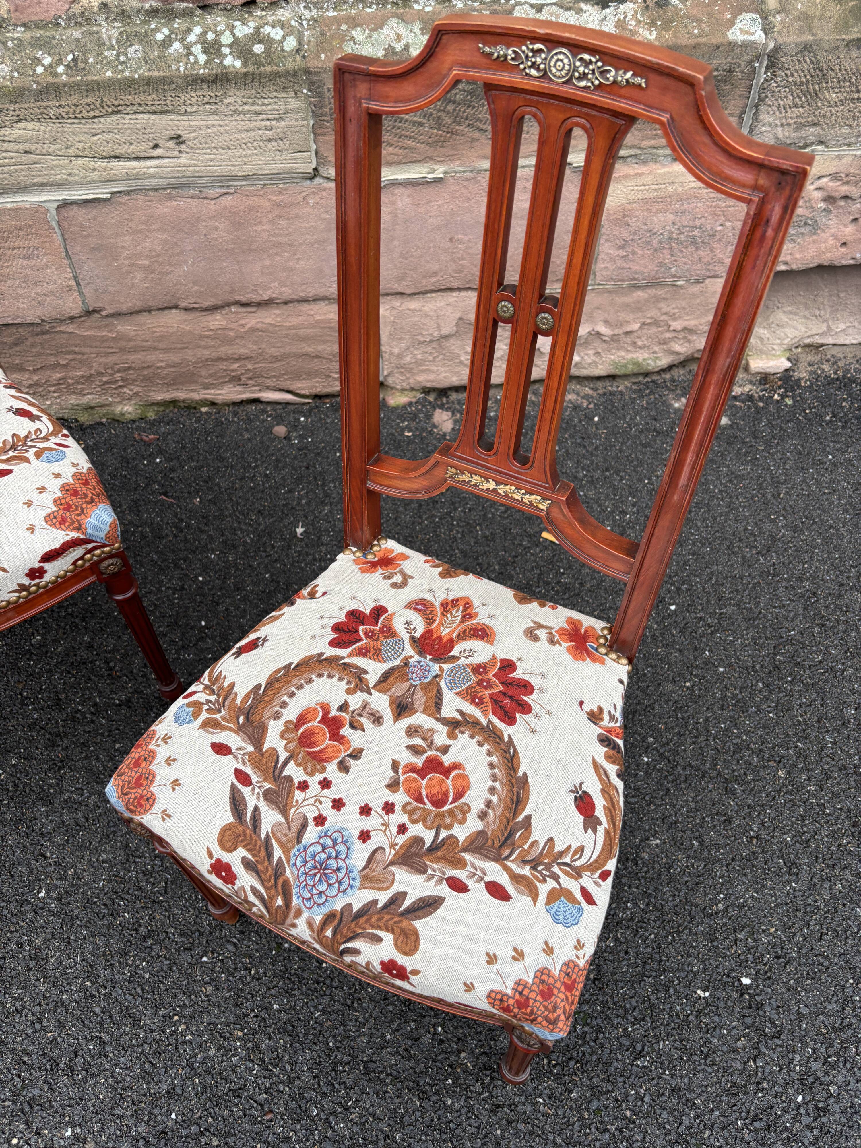Pair of Louis XVI Napoleon III Chairs Mahogany 1920s Valet de chambre