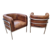 Fauteuils cuir vintage