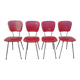 4 vintage Lafargue kitchen chairs in faux leather and chrome