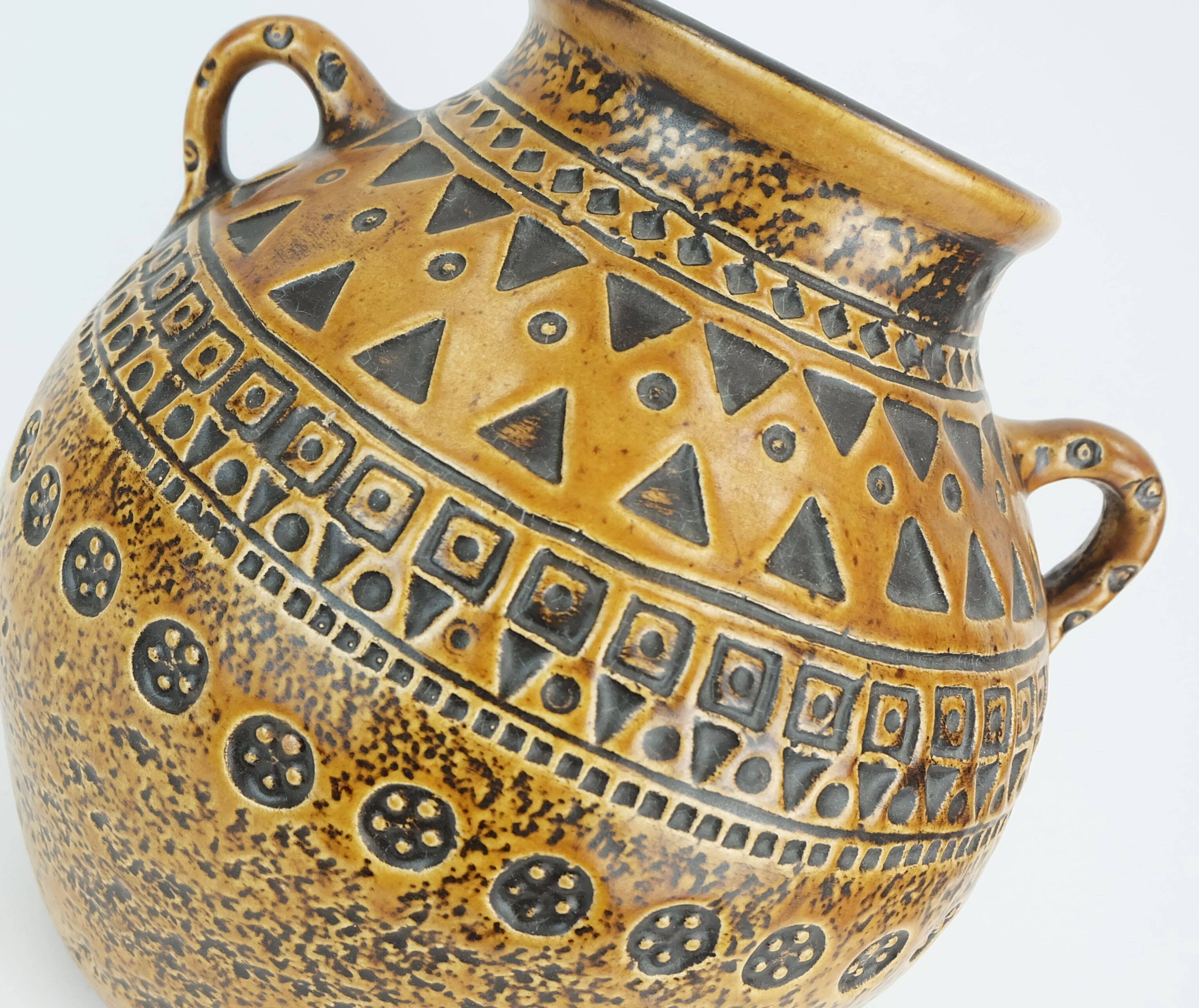 Large mid century modern ceramic vase abstract decor 1960s 70s