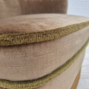 1970s, Danish lounge chair, original condition, furniture velour, beech wood legs.