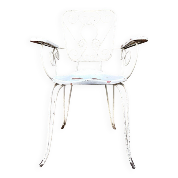 Fauteuil de jardin en fonte de fer blanche n°1
