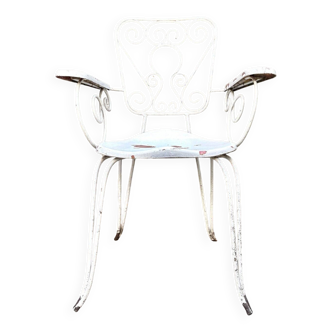 Fauteuil de jardin en fonte de fer blanche n°1