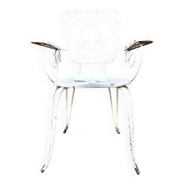 Fauteuil de jardin en fonte de fer blanche n°1