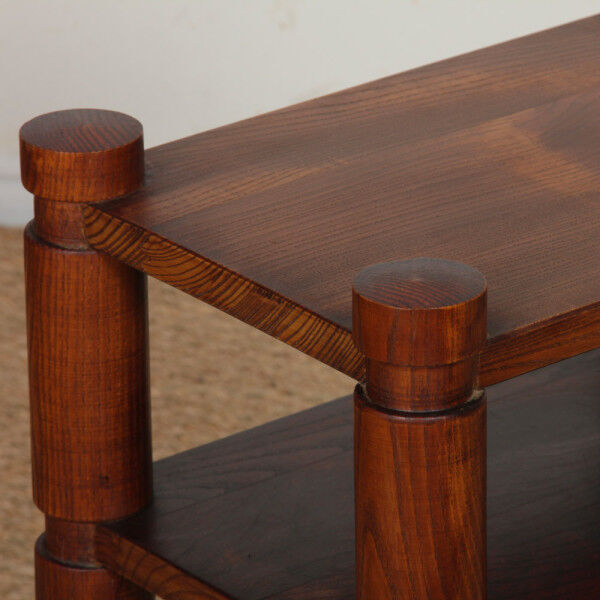Pair of bedside tables/side tables in solid elm, 1950-60.
