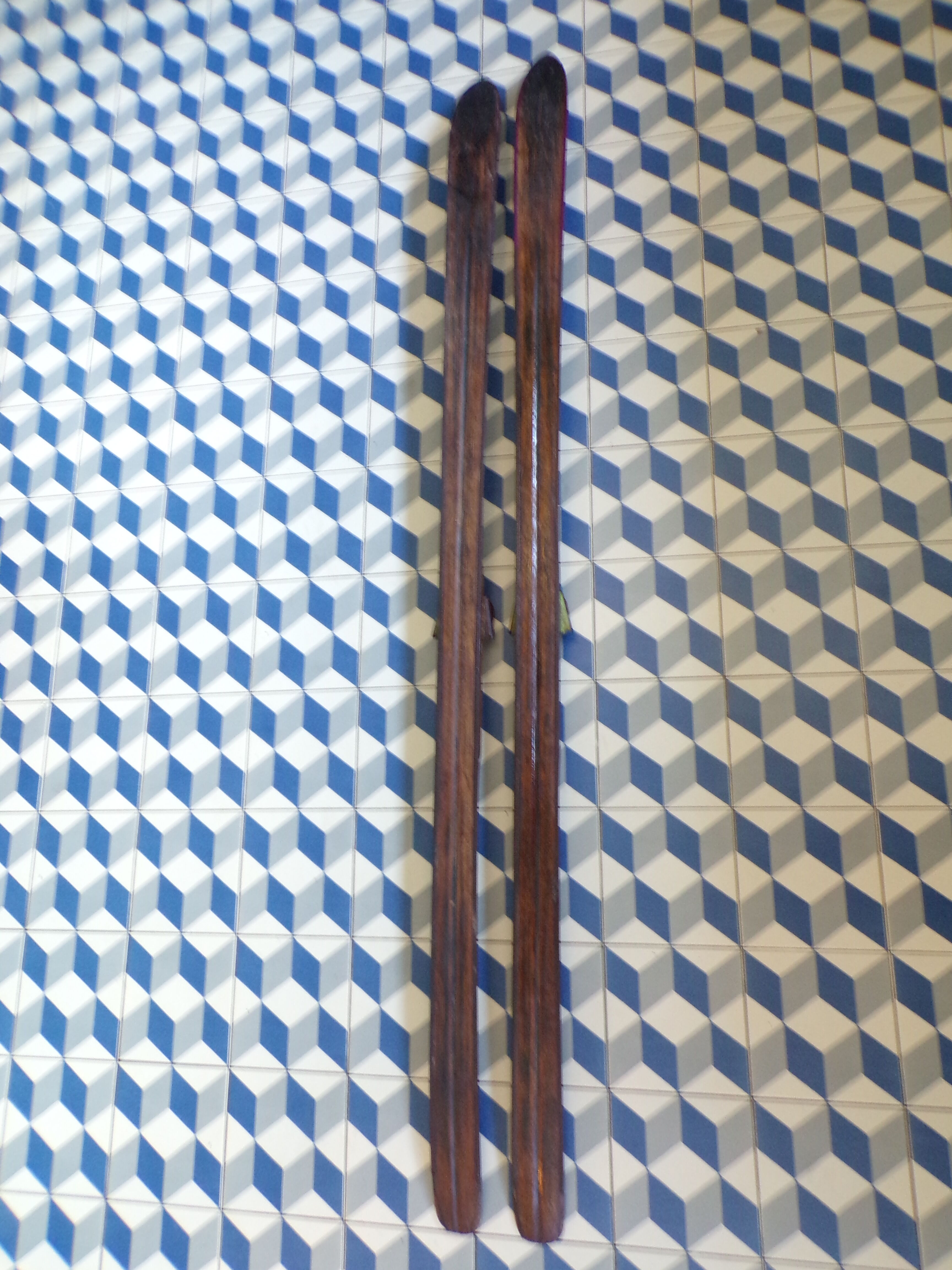 Pair of vintage wooden skis