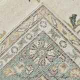 6x10 Beige & Green Geometric Pattern Anatolian Vintage Rug, 185x296 Cm