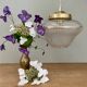 Vintage art deco globe pendant light in white and gold frosted glass