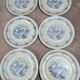 Set of 6 antique flat plates Rotterdam blue windmill design.