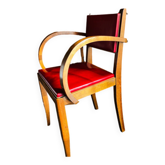 Fauteuil bridge années 50 rouge