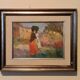 Oil painting of figures on panel in the Impressionist style from the 50s/60s.