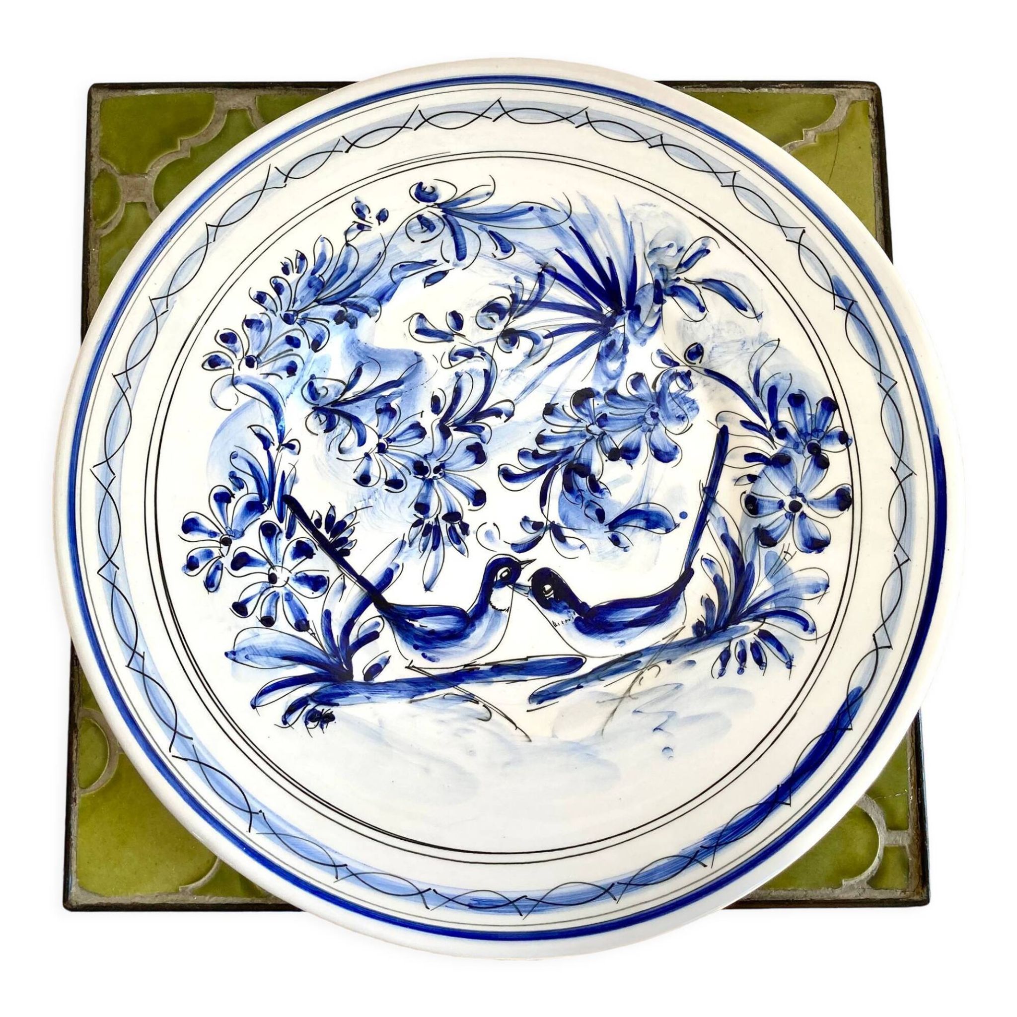 Decorative plate ceramic birds