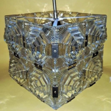 Kamenicky Senov glass cube pendant, Mid-Century modernist Glass Crystal Kinkeldey Chandelier