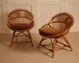Pair of bamboo and wicker armchairs from the 1960s.