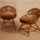 Pair of bamboo and wicker armchairs from the 1960s.