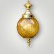 Suspension boule style Hollywood Regency en verre texturé et laiton doré