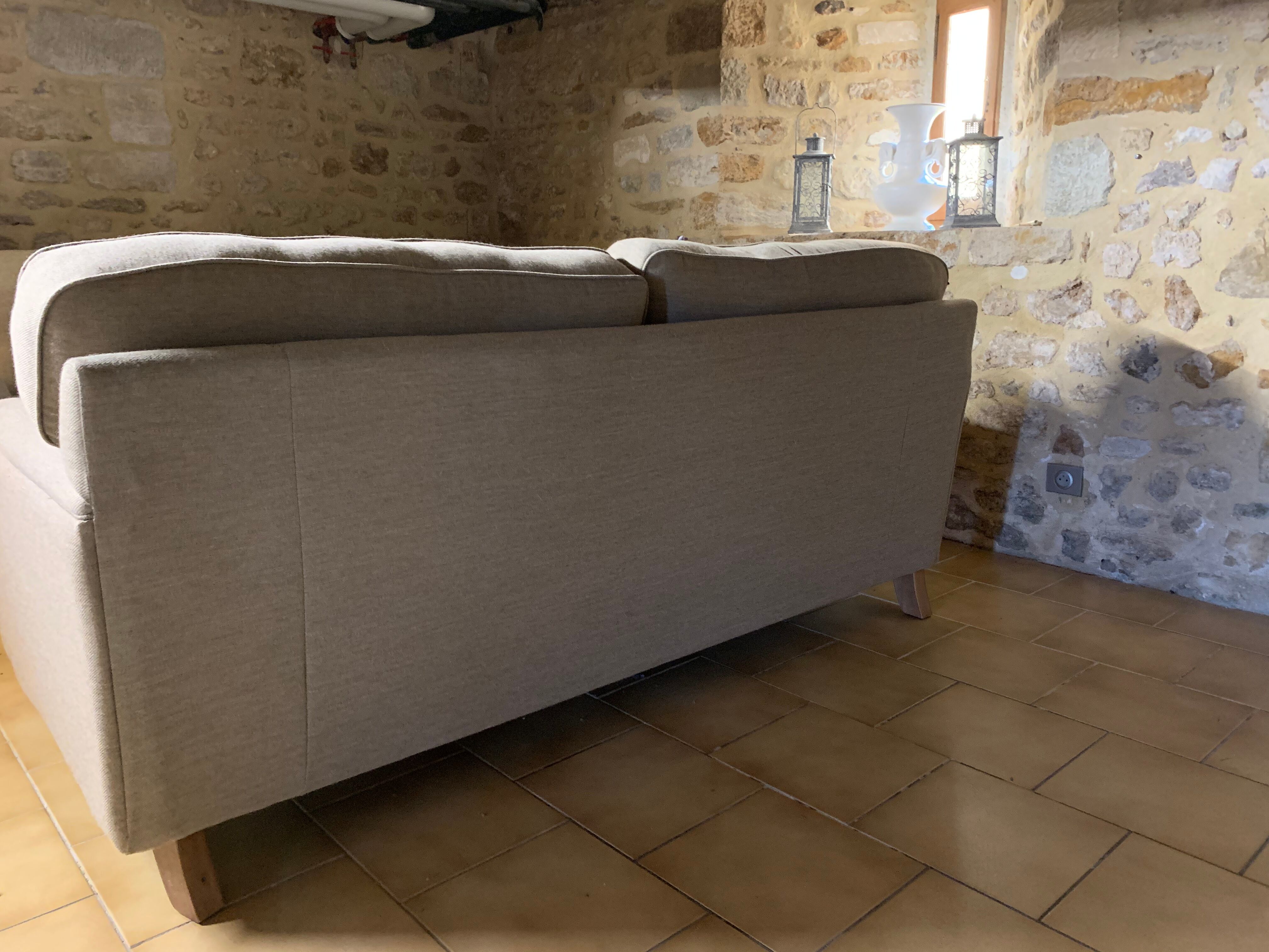 Pair of sofas 2 place beige wool