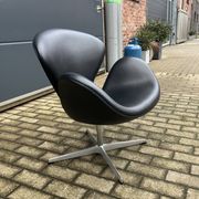 Originele zwart lederen Fritz Hansen Swan chair Topstaat!