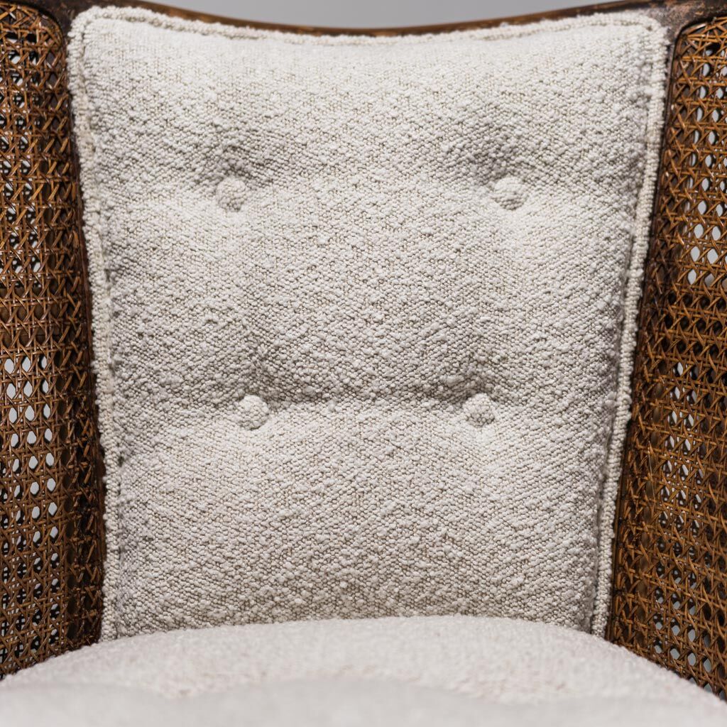 Pair of vienna bouclé straw armchairs vintage 30s