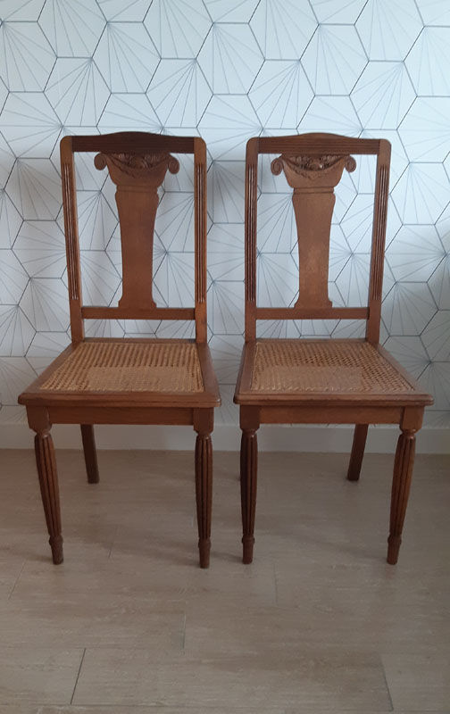 Set of 2 vintage art deco cans chairs.