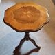 Elegant antique wooden side table – finely inlaid top