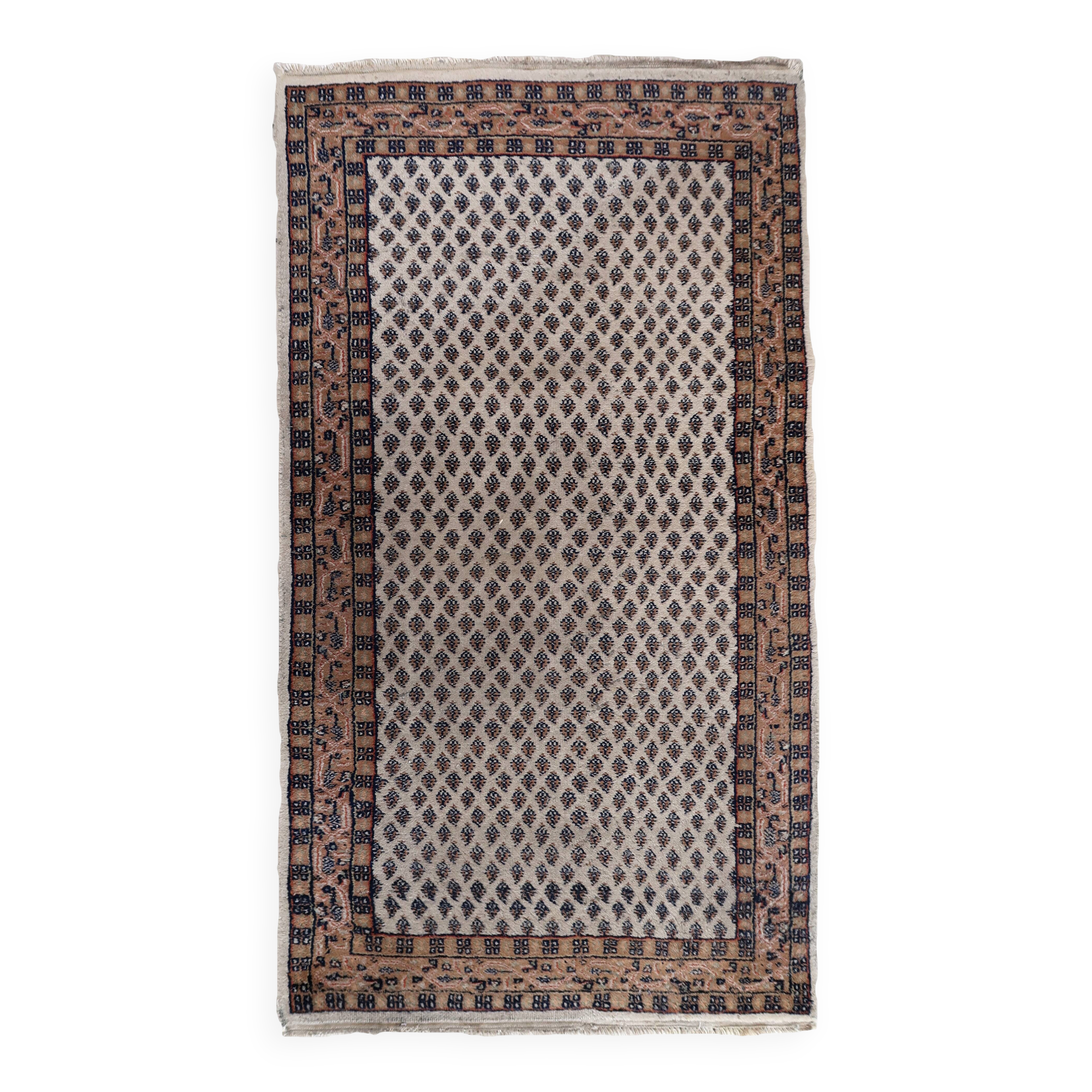 Tapis vintage indien Seraband fait main en laine – 89 x 160 cm – 1970s