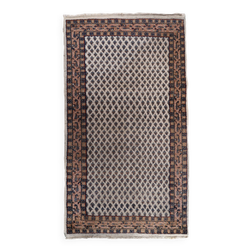 Tapis vintage indien Seraband fait main en laine – 89 x 160 cm – 1970s