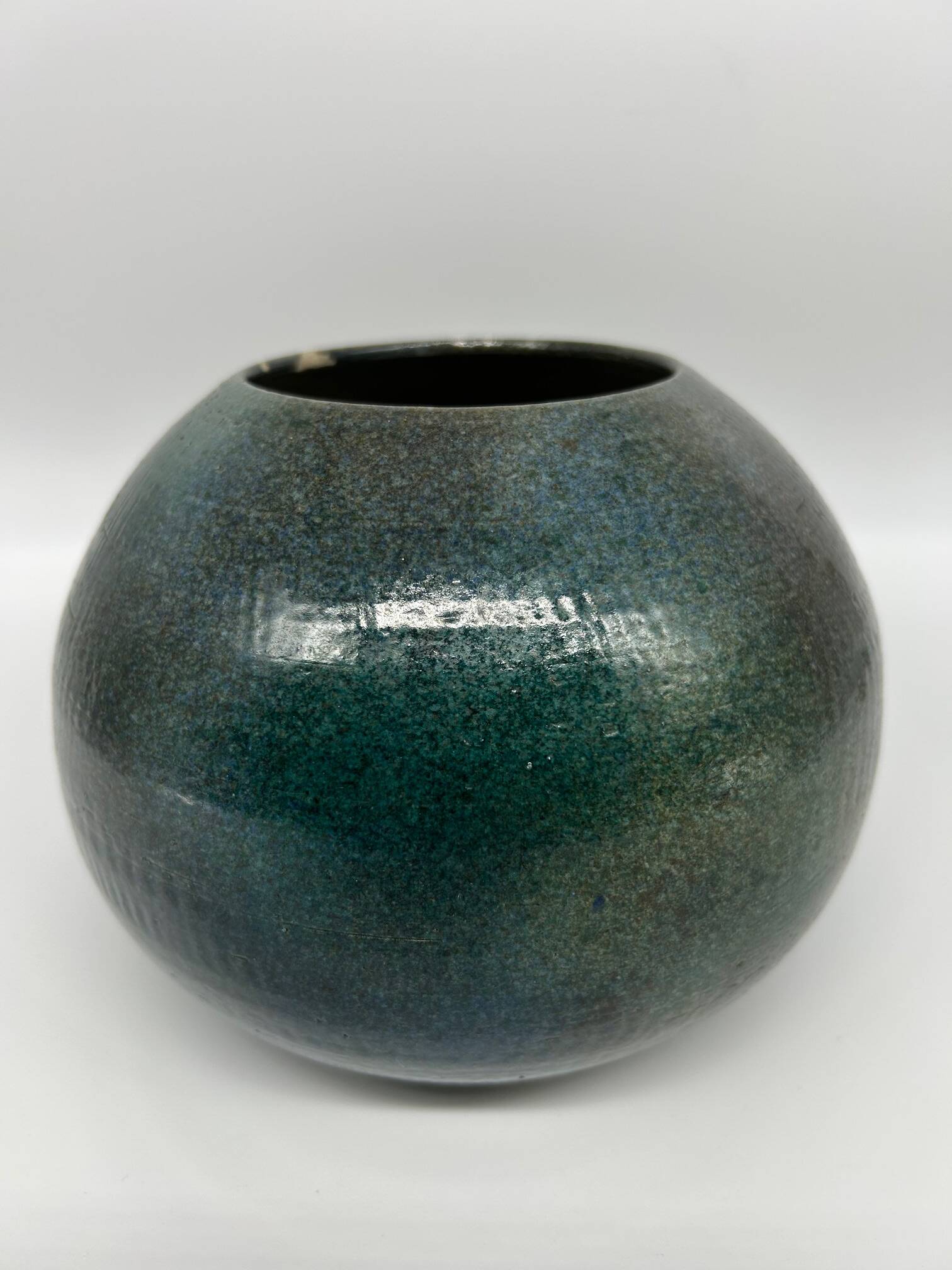 blue green ball vase