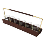 Carl Auböck II drinking glass holder, leather and brass, Austria 1950s