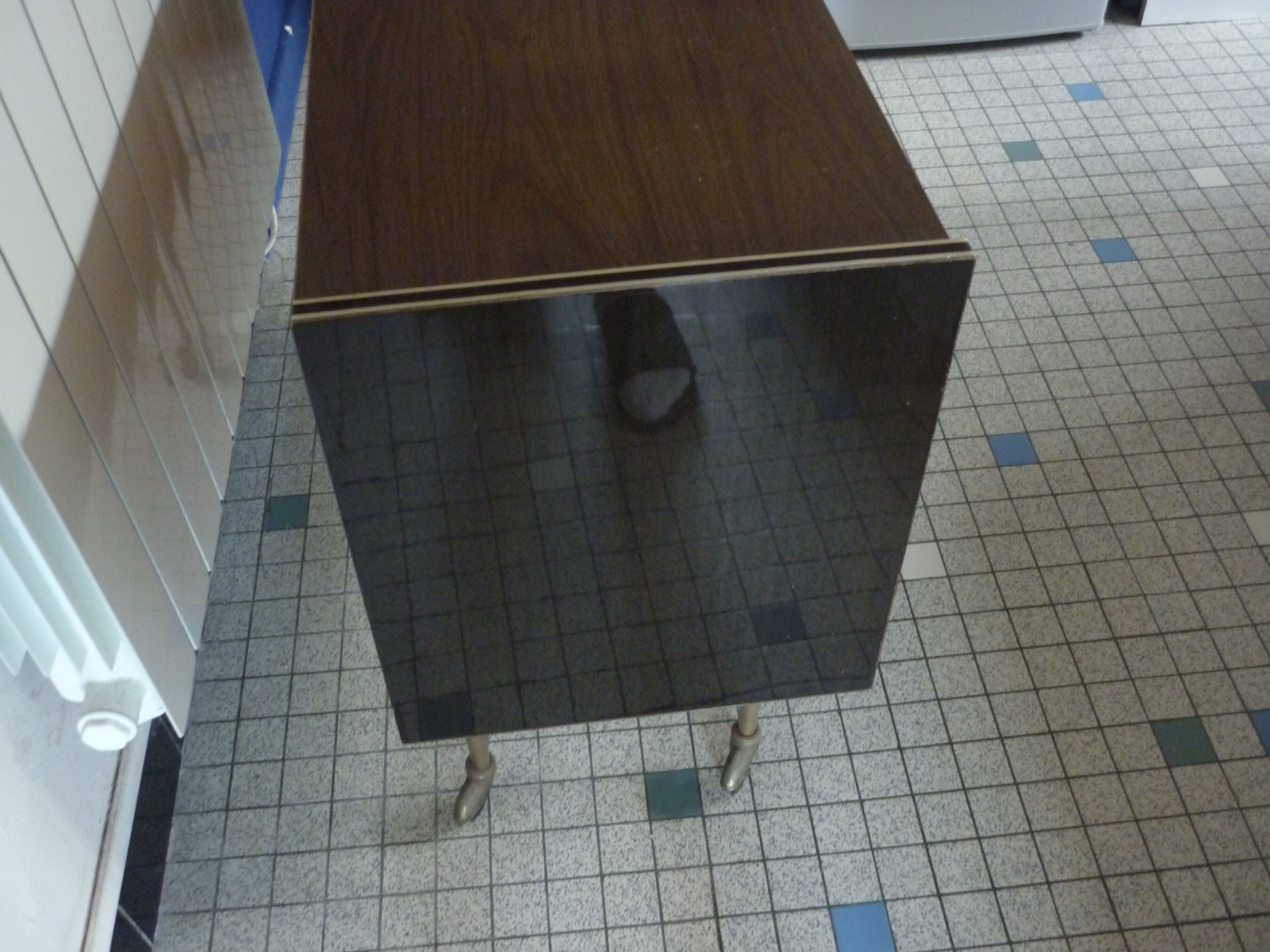Furniture bar tv roulettes wood tackle 1970s