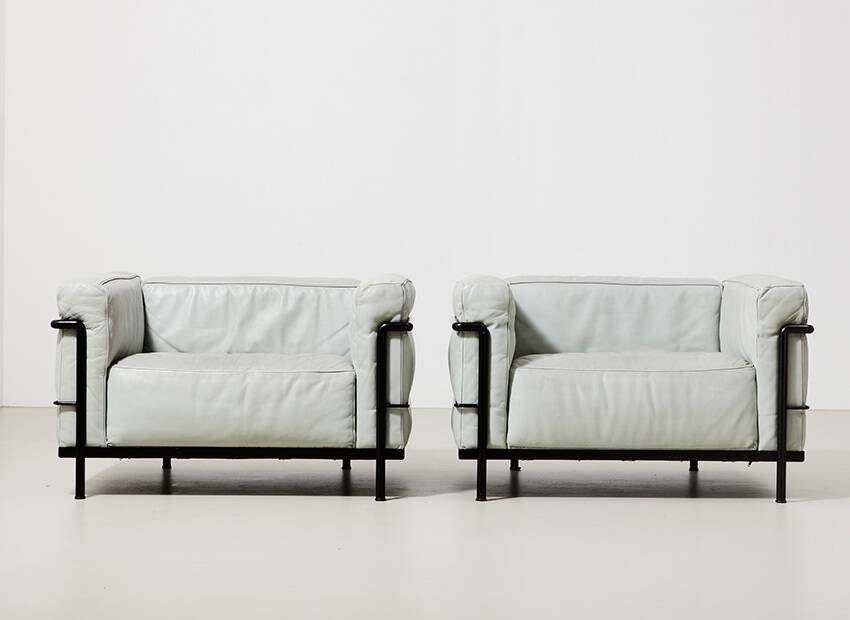 Le Corbusier Pair of LC3 Lounge Chairs for Cassina 1927/1970s