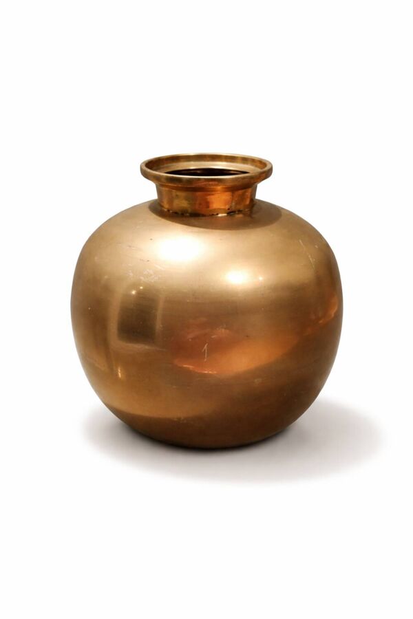 Vase sphérique en laiton doré – artisanat indien – années 80