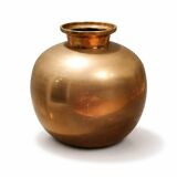 Golden brass spherical vase – Indian craftsmanship – 1980s