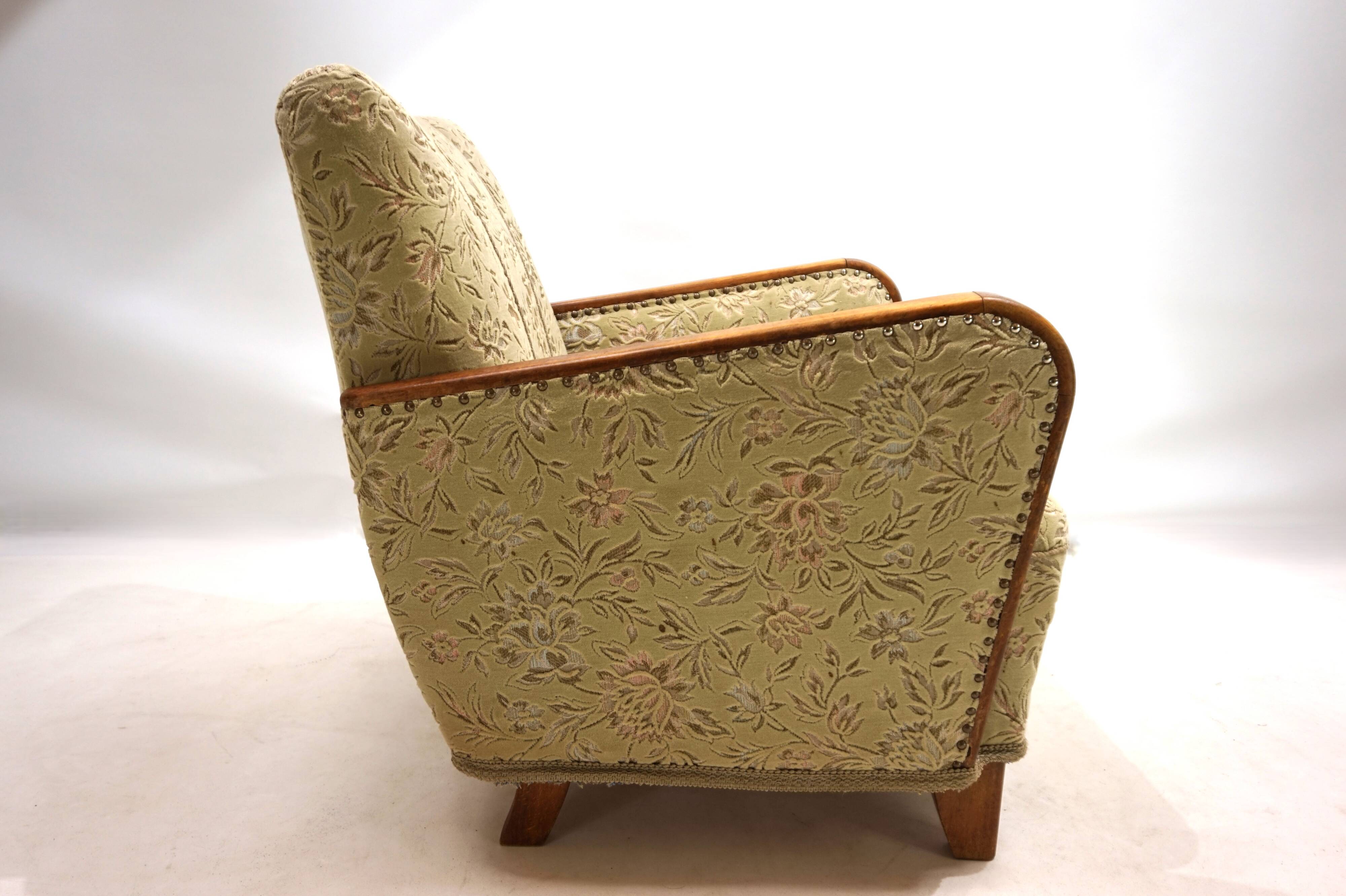 Fauteuil de salon Art Déco en jacquard de velours, 1930