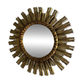 Miroir soleil doré vintage à double rayonnage