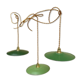 Lot of 3 vintage enamelled sheet metal lampshade pendants, industrial retro farmhouse