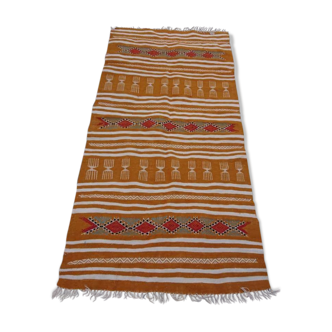 Yellow Berber handmade carpet, 210 x 100cm