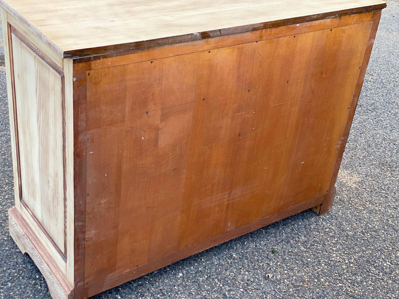 Renovated Parisian-style sideboard in light raw solid wood