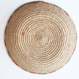 Braided round ethnic tray or wall decoration, 80s