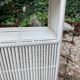 Vintage white rattan wall shelf