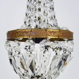 Antique Italian hot air balloon chandelier, glass pendants. Chandelier with pendants. 1970s