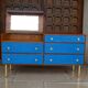 Teak and suede chest of drawers/dressing table, 1950