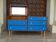Teak and suede chest of drawers/dressing table, 1950