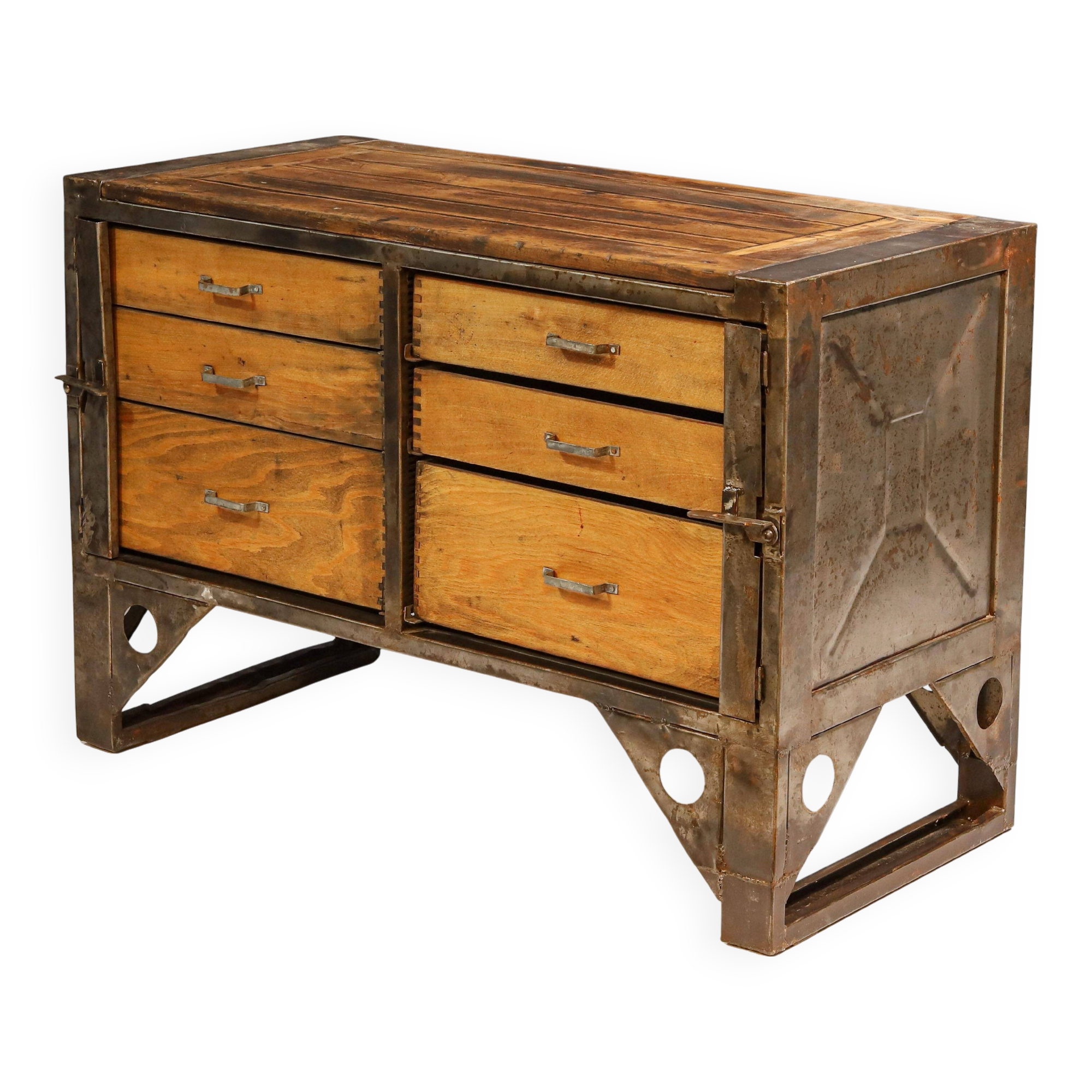 Industrial iron chest of drawers from the 1950s, Czechoslovakia