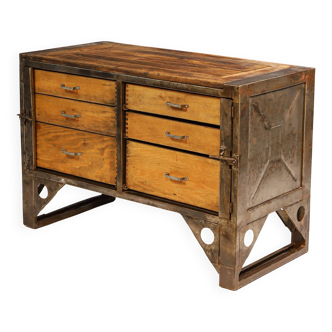 Industrial iron chest of drawers from the 1950s, Czechoslovakia