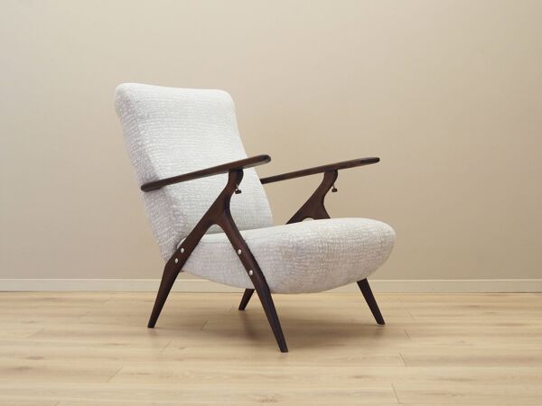 Fauteuil en hêtre et tissu, années 1970 Italie