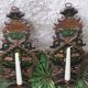 Pair of mountain appliques Savoy vintage painted wood