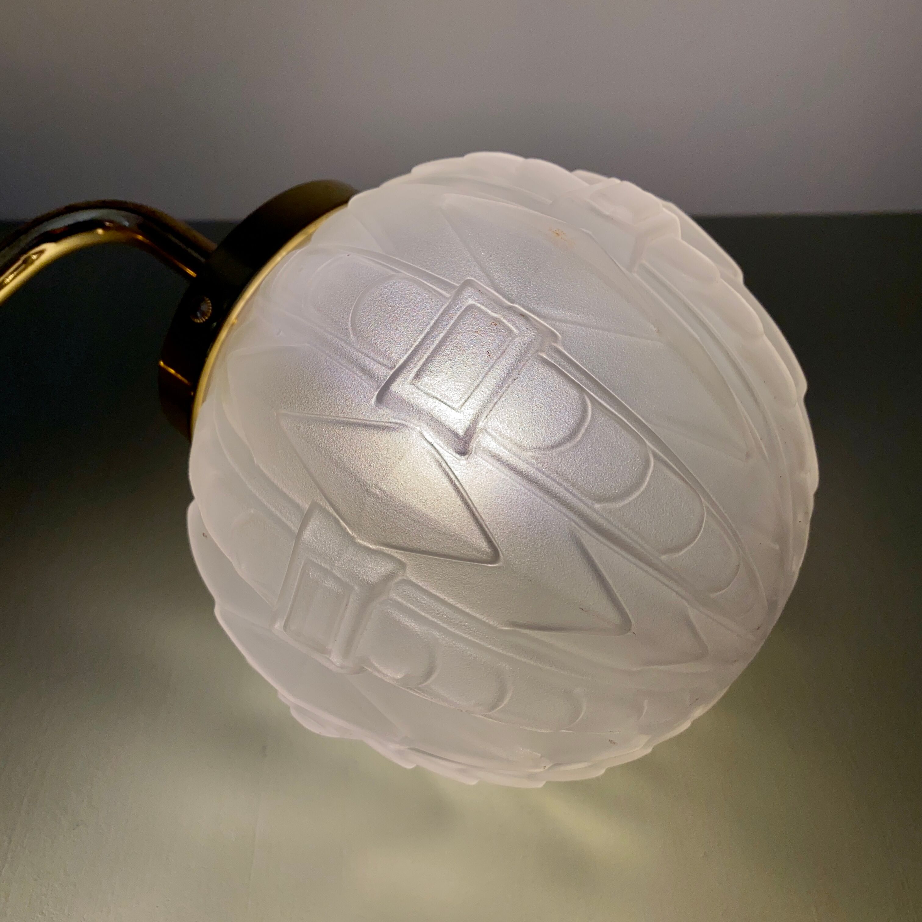 Vintage art deco glass globe elbow lamp