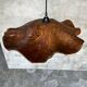 Large pendant light in corrugated teak leaf (Large D:60 H:20)